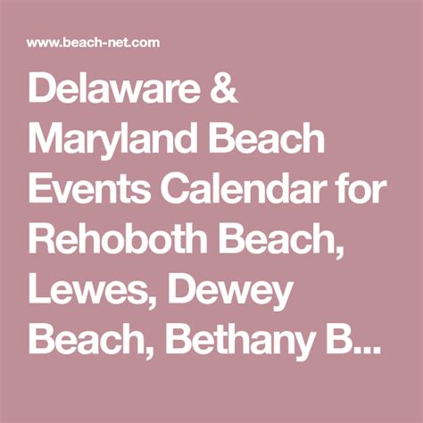 Bethany Beach Events Calendar